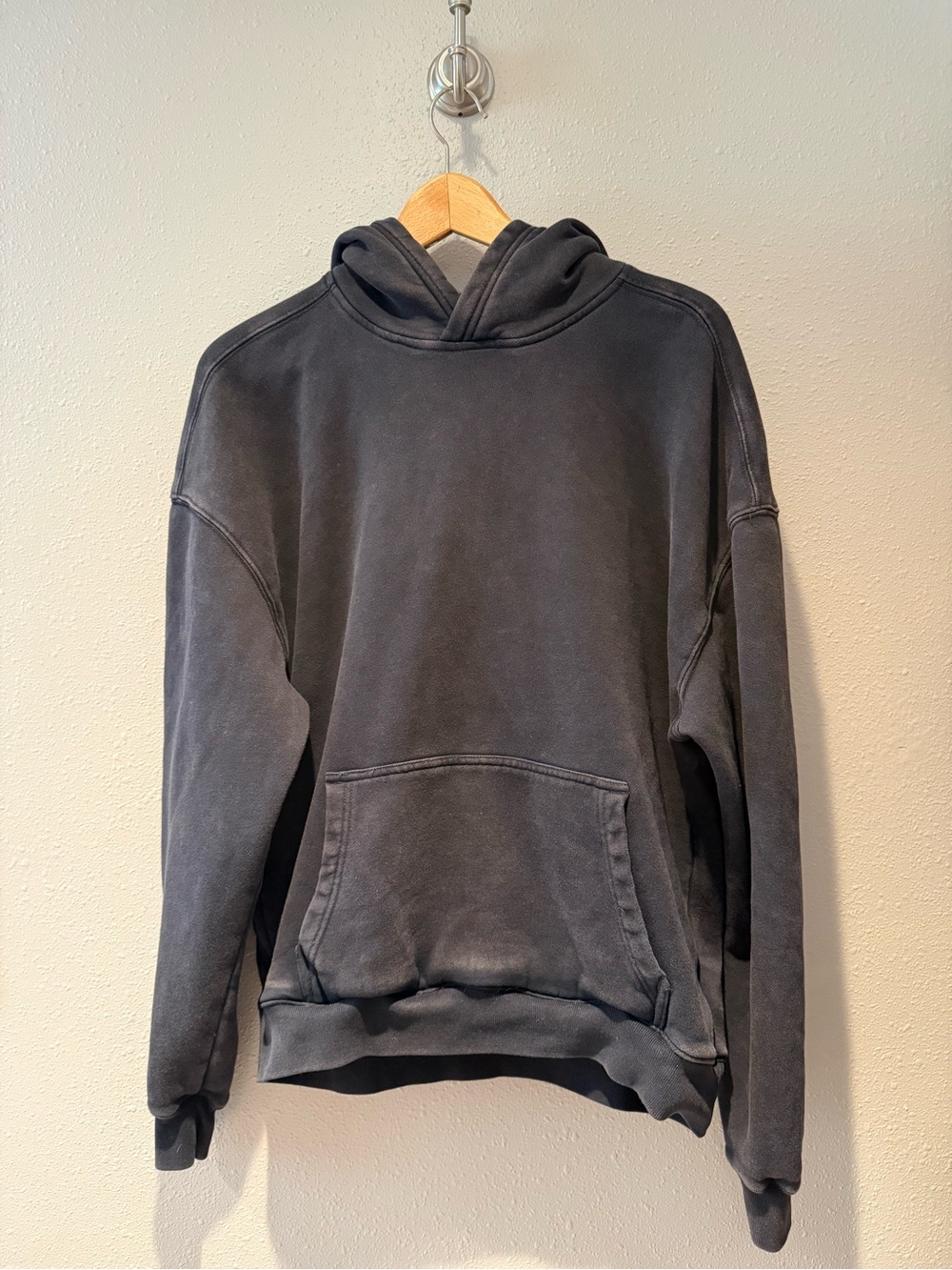 Hollister Boxy Fit Washed Black Oversized Heavyweight Hooded Sweatshirt Medium